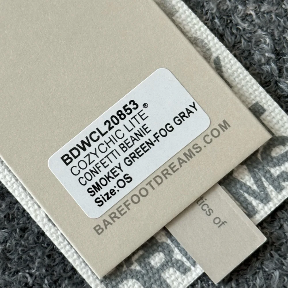 Barefoot Dreams CozyChic Lite Confetti Beanie in Smokey Green Fog Grey One Size
